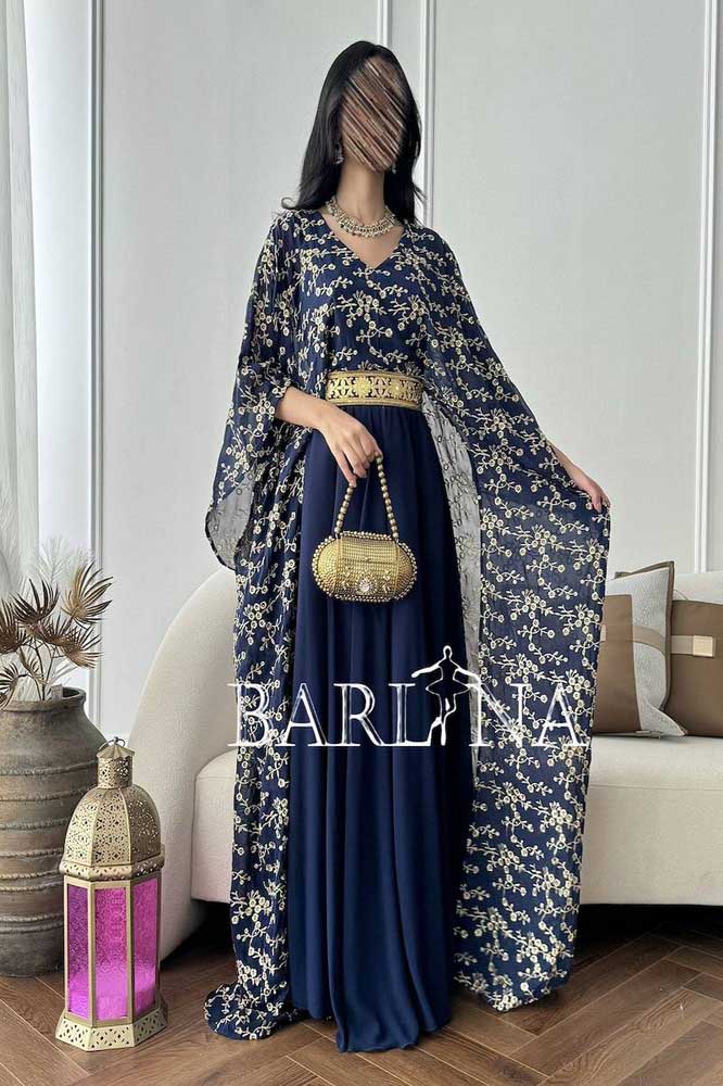 عباية بناتي شيفون طبقتين لون اسود